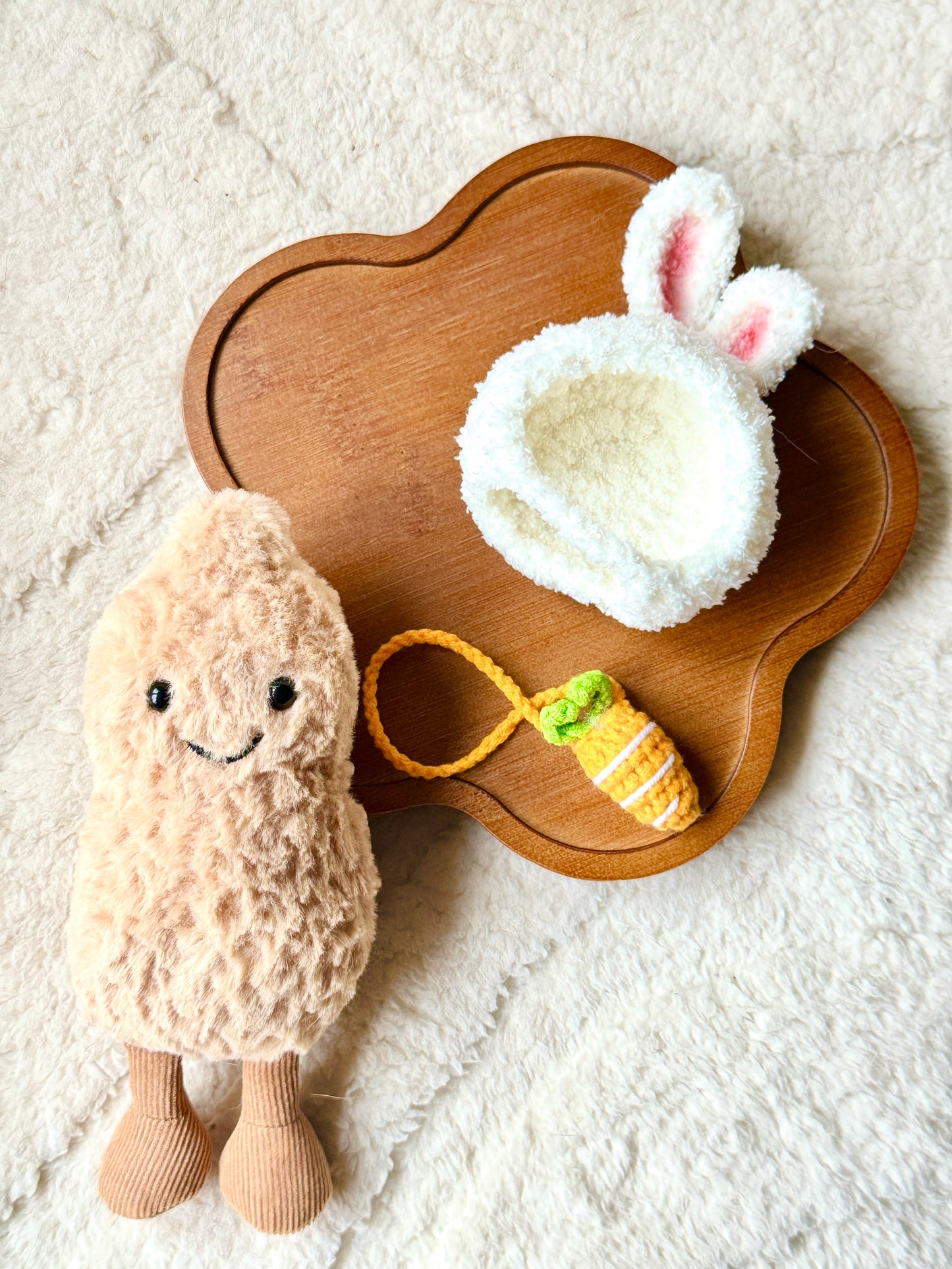 Bunny Hat & Carrot Bag Set for Jellycat Little Peanut or Similar-Sized Plushies – Easter Special! 🌸🥕