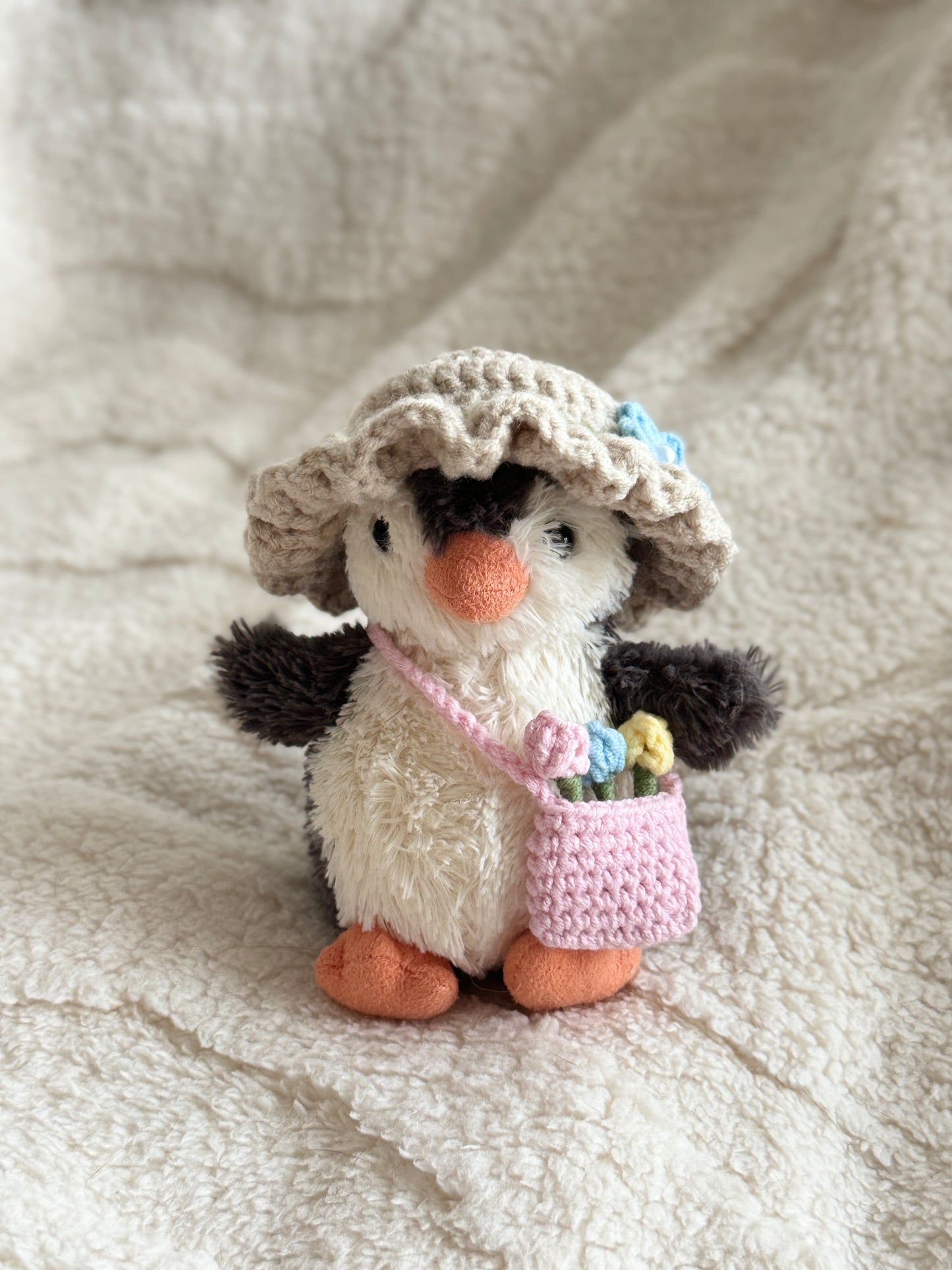 Crochet Sunhat & Mini Bag Set for Jellycat Peanut – Fit for Similar 15cm Plushie