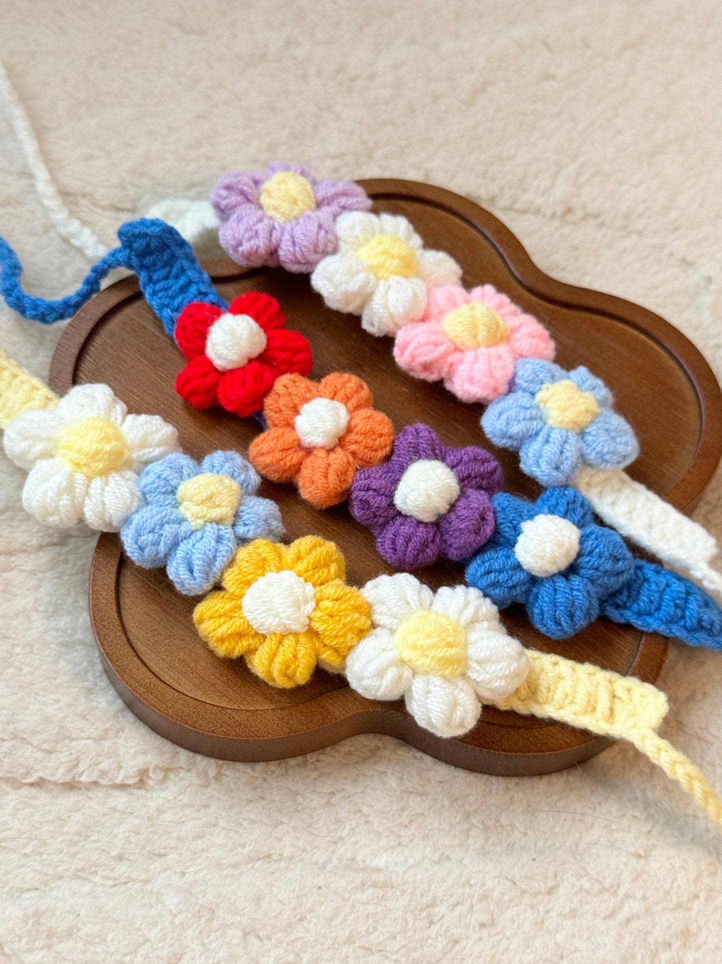 ๐ธ Crochet Floral Headband for Jellycat Lollie Lamb Small Size โ Adjustable & Adorable! ๐ผ