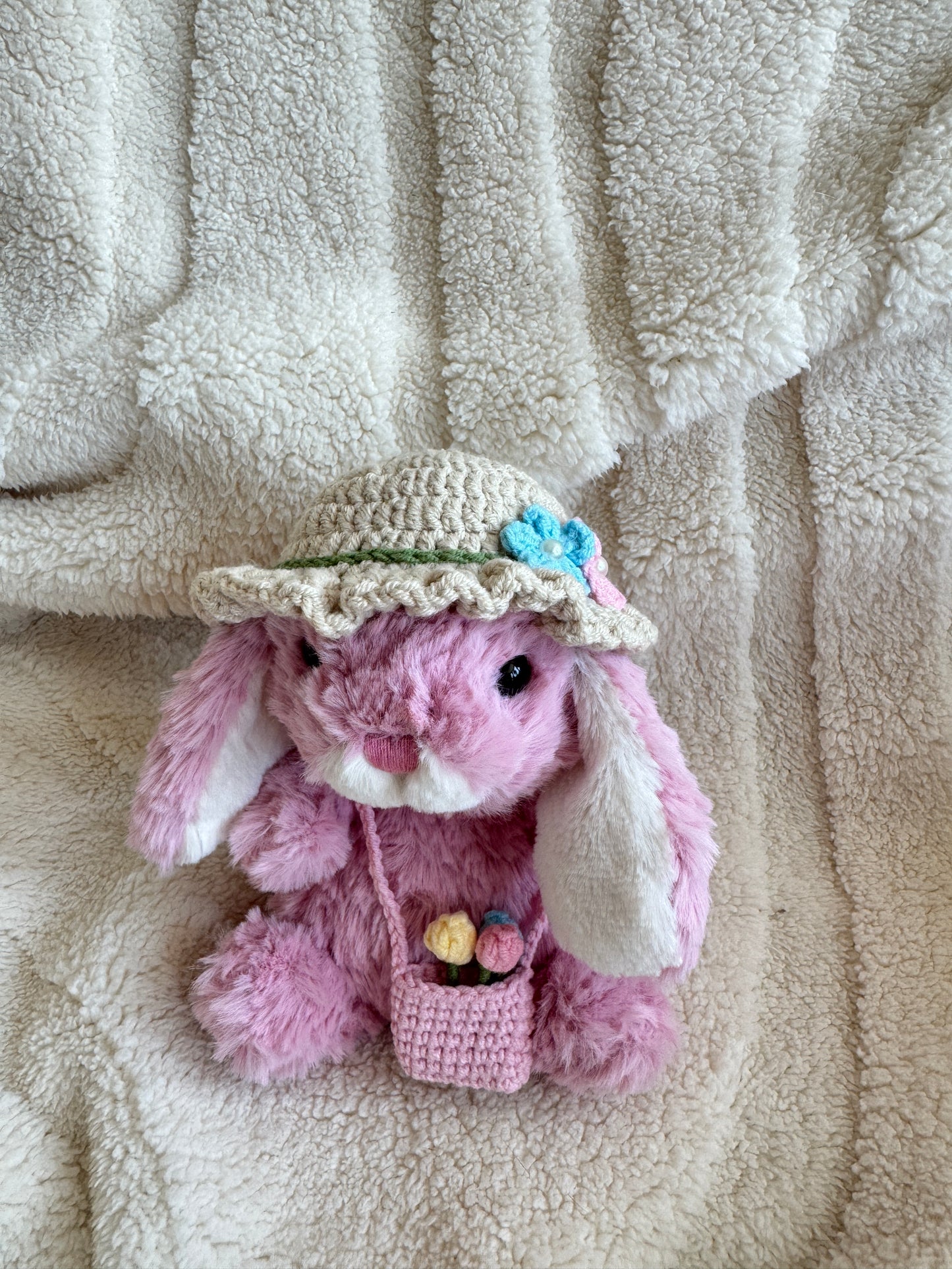 Crochet Sunhat & Mini Bag Set for Jellycat Peanut – Fit for Similar 15cm Plushie