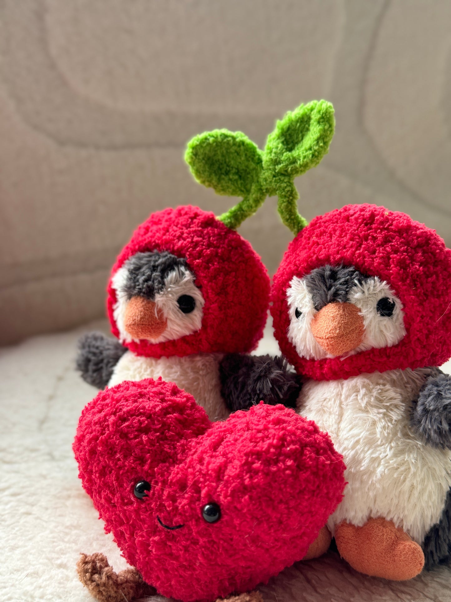 For Lovers Crochet Outfit for Jellycat Amuseables for Cherry Sweethearts,