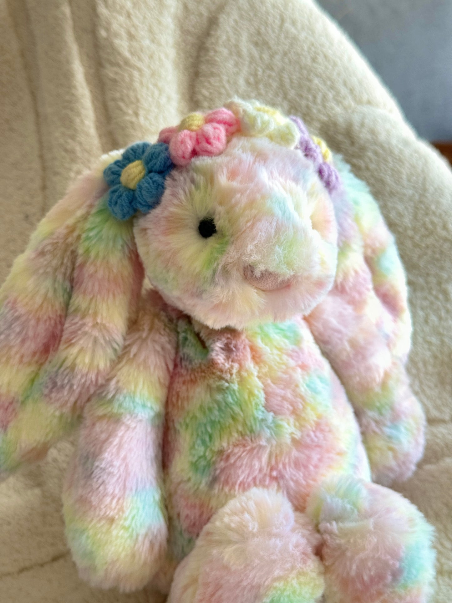 🌸 Crochet Floral Headband for Jellycat – Adjustable & Adorable! 🌼