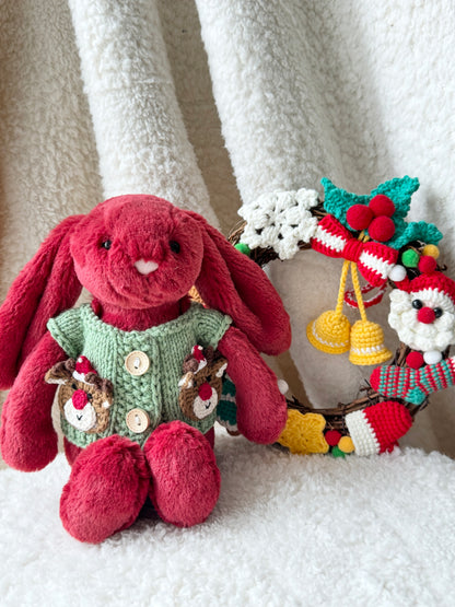 Green Reindeer Christmas Cardigan for Jellycat Littles & Junior Bartholomew