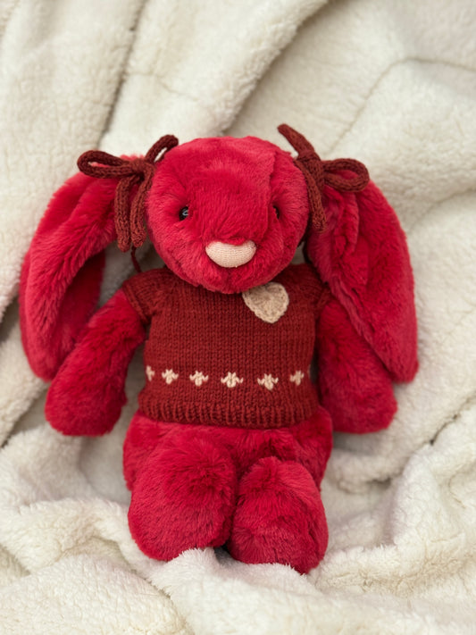 Christmas Red Themed Jumper for Jellycat Littles/Bashful Bunnies