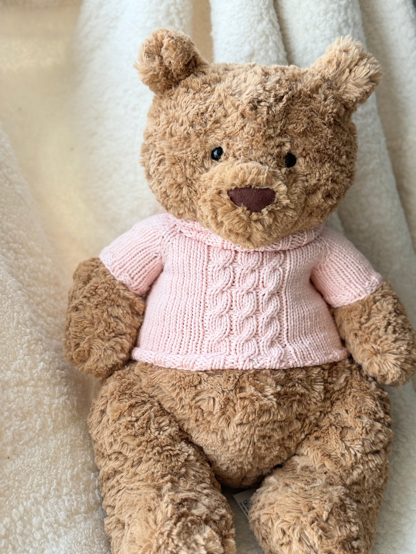 Pink Cable-Knit Jumper for Jellycat Bartholomew Bear – Cozy & Cute Sweater