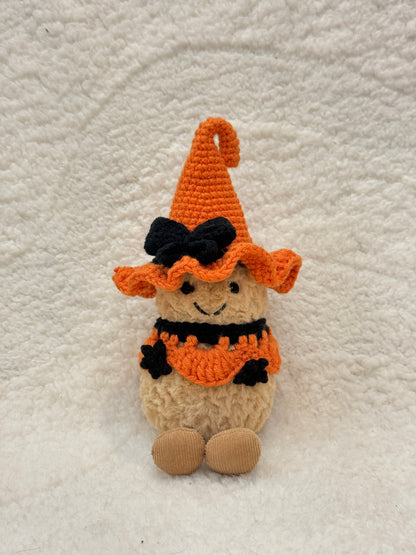 Halloween Witch Hat & Collar Crochet Outfit for Jellycat Plush (Fits 15–18cm)