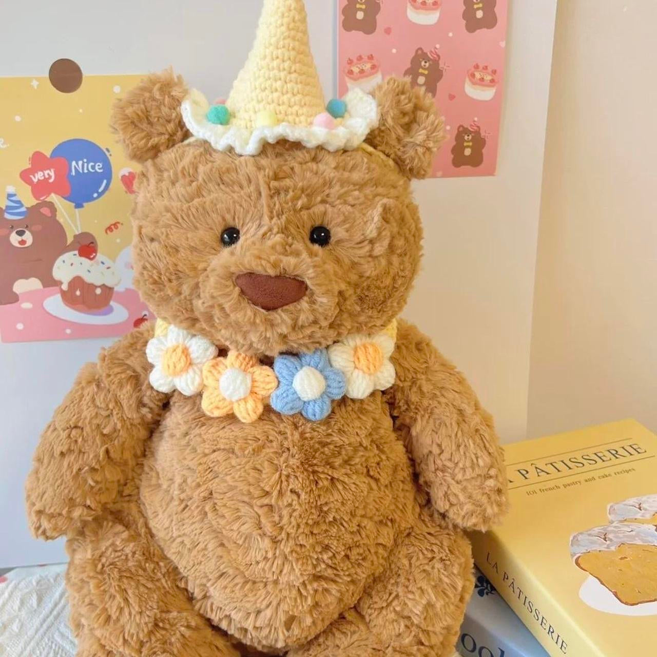 Colorful Flower Collar and Hat for Bartholomew Bear Jellycat